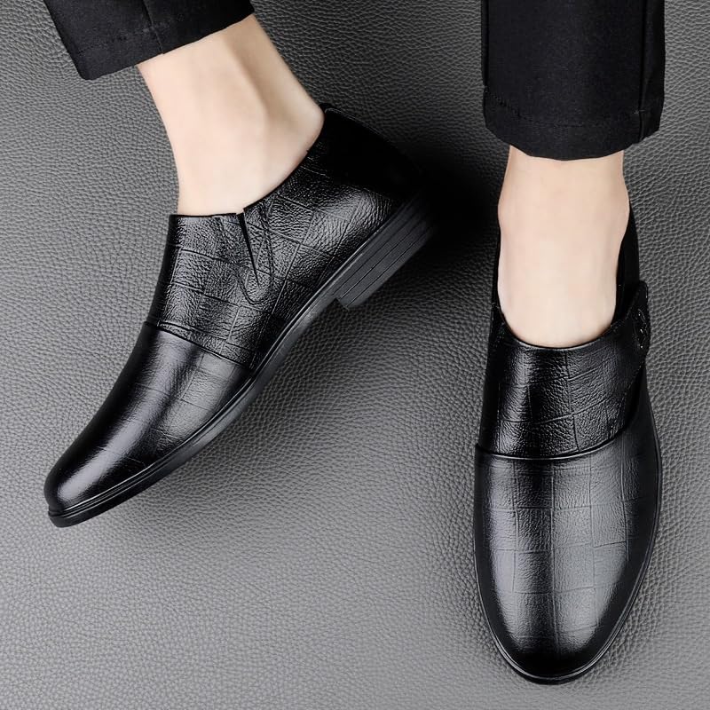 Men's Leather Shoes, Breathable Slip-On Oxford Shoes2