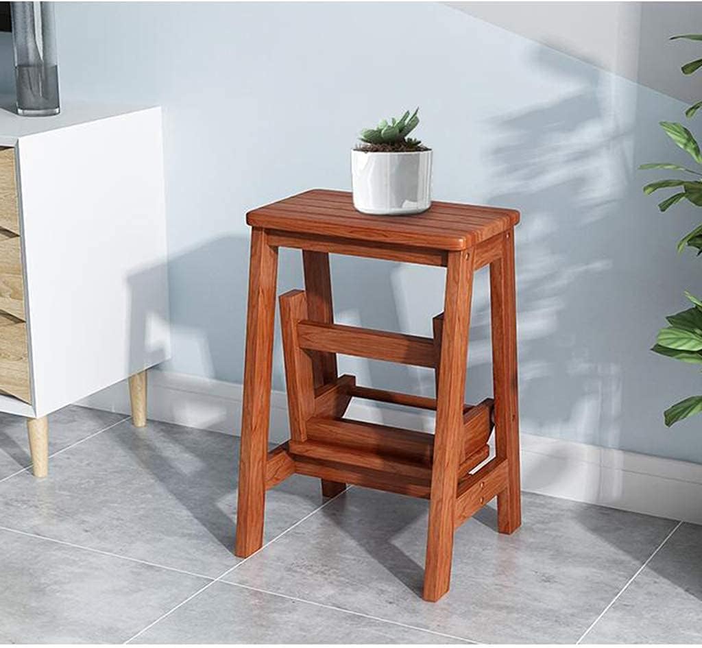 Indoor Climbing Stool,Chair Folding Stool Seat Foot Stool Bench,Solid Wood Step Two-Step Household Living Room Indoor Multi-Function Ascending Ladder Stair Thickened,A (A)