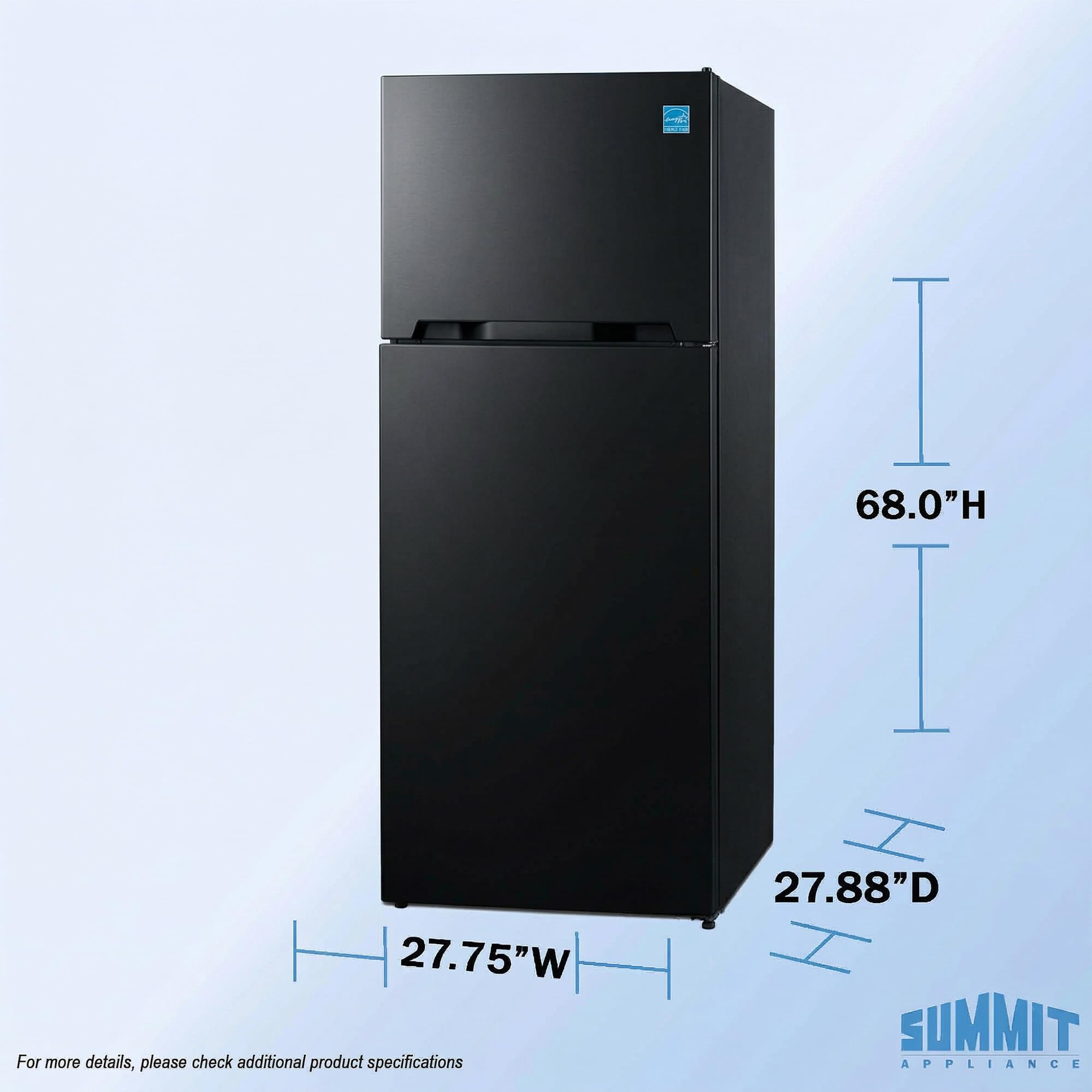 Summit 28" Refrigerator, Top Mount Freezer, Full Size, With Ice Maker, Black - CTR152BIM on Fridge.com