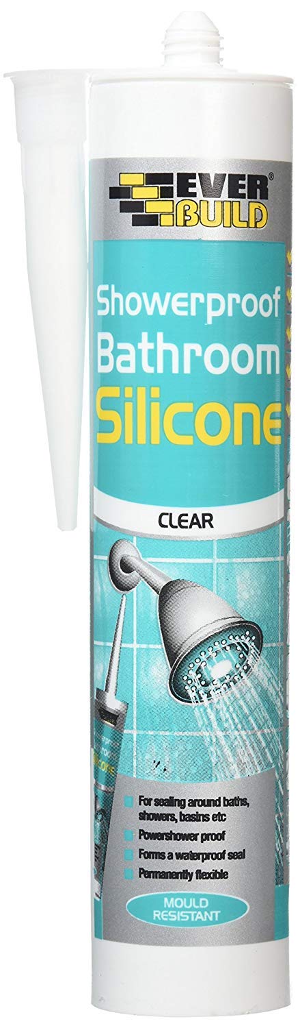 PACK OF 12 EVERBUILD Clear Showerproof Antifungal Bathroom Silicone Sealant