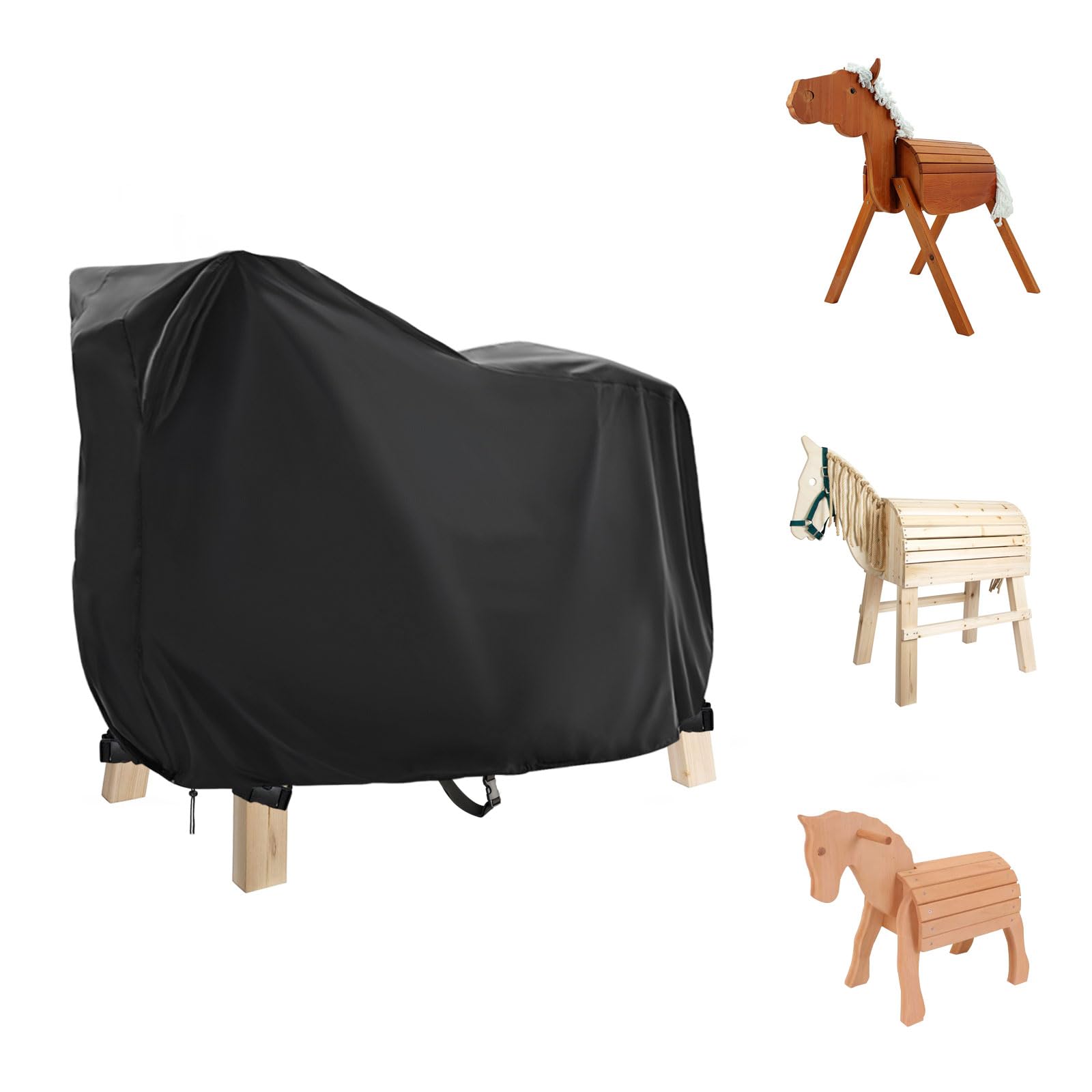 Bâche pour cheval en bois imperméable avec cordon noir