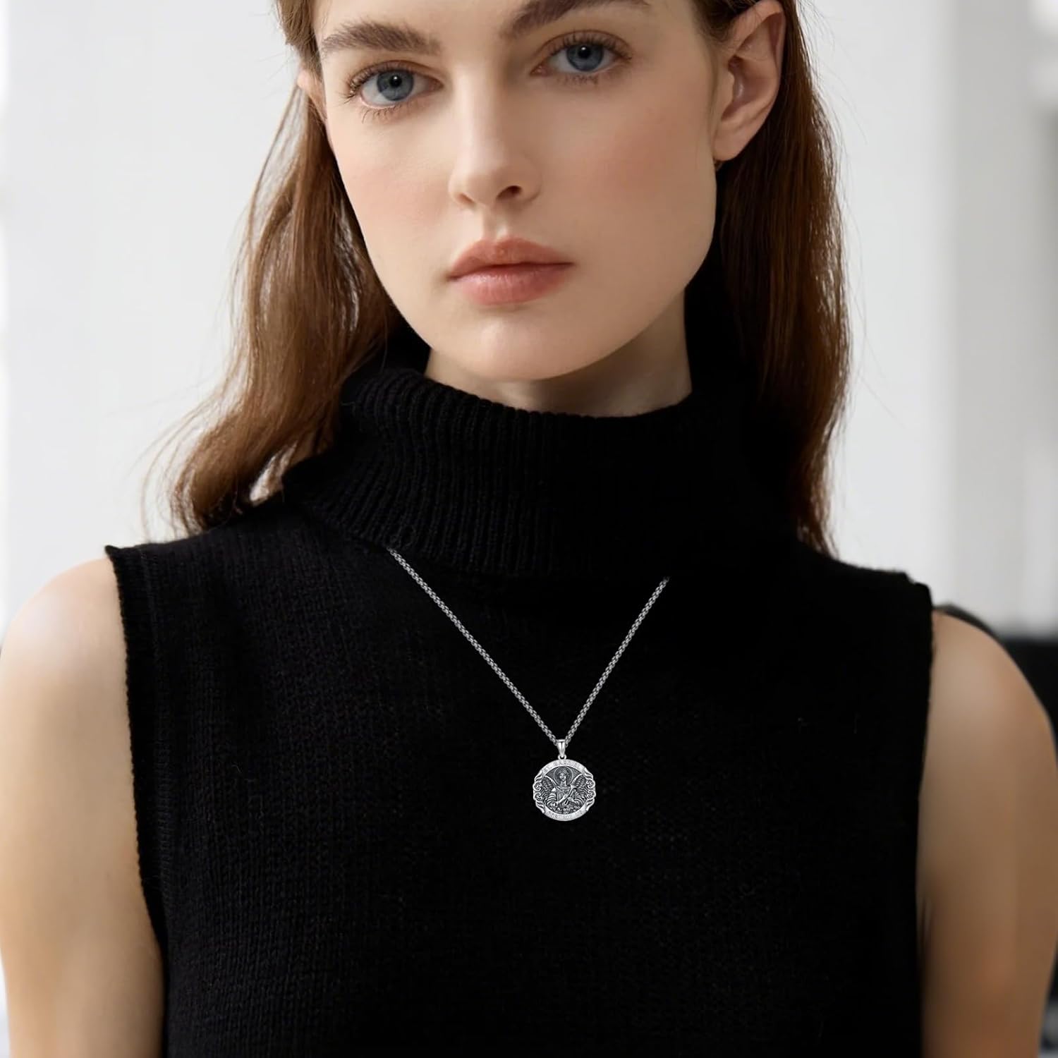 Patron Saint Necklace 925 Sterling Silver Amulet Medal Protection Pendant Religion Jewelry for Men Women With Stainless Steel Chain and Gifts Box - Image 5