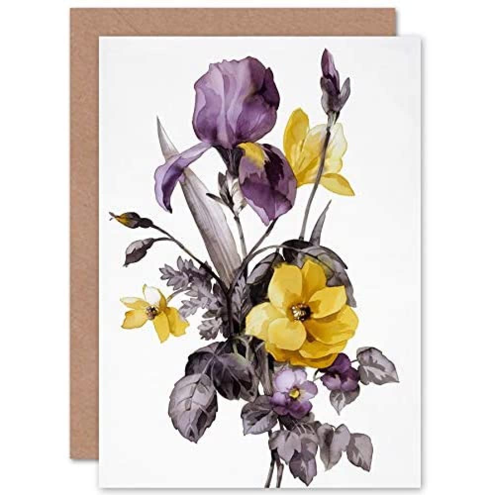 Artery8 - Greeting Card - Flowers Purple Yellow
