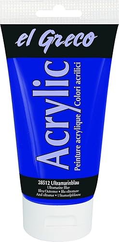 KREUL 28512 - El Greco Acrylic, 150 ml Tube in ultramarinblau, hochpigmentierte, glänzende Acrylfarbe in Studienqualität, buttrig vermalbar, für pastose Malerei - ultramarinblau - 150 ml (1er Pack)