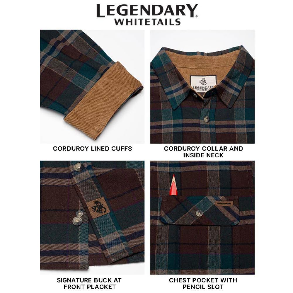 Legendary Whitetails Długi rękaw Mężczyźni Koszula flanelowa Buck Camp (1 w zestawie)