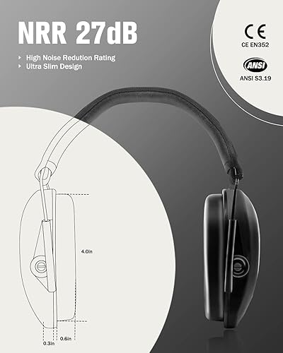 Miniatura 3 de ZOHAN EM018 Shooting Ear Protection Noise Cancelling Safety Muffs NRR 27dB, Hearing Protection for Shooting, Hunting, Mowing