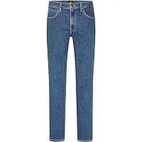 Lee Uomo Brooklyn Straight Jeans, Blu (Mid Stonewash)