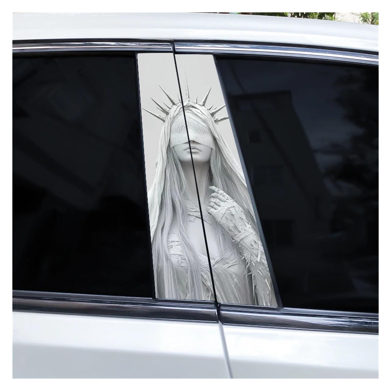 Car Side Decals 2pcs Cross Nun Sticker Car Doorpost Decal Waterproof Sunscreen for B-Pillar Door Decoration(Style B)