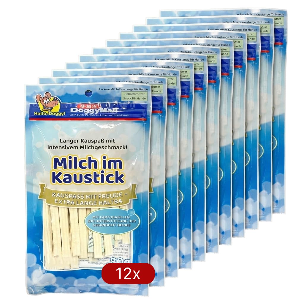 Zahnpflege Sticks für Hunde mit Probiotika, Größe S, 80 g (Pack of 12) | Milch-Kaustangen mit Probiotika, Gegen Zahnstein & Zahnbelag, Zahnpflege Snack für Hunde, Zahnpflege hund