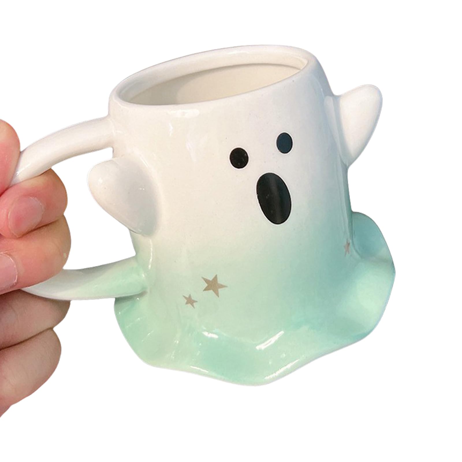 Buxuaaaa Cuteness Specter Shape Ceramics Coffee Cup Nonslip Bottom Mug Creative Drinkware Perfect Couple Present for Halloween Unique Ceramics Cup