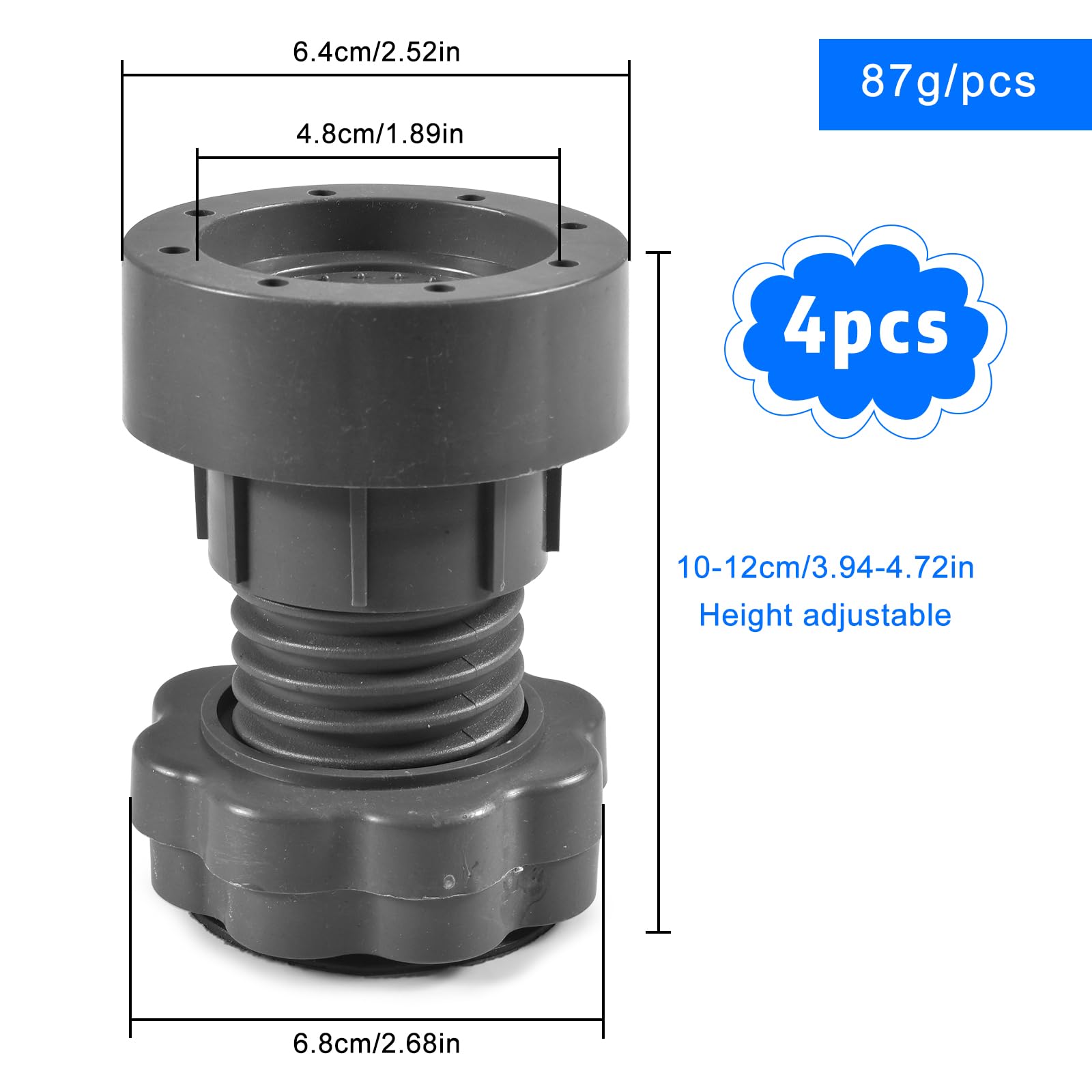 WOPPLXY 8-tlg. Waschmaschine Füße - Verstellbare Schwingungsdämpfer 7-10cm