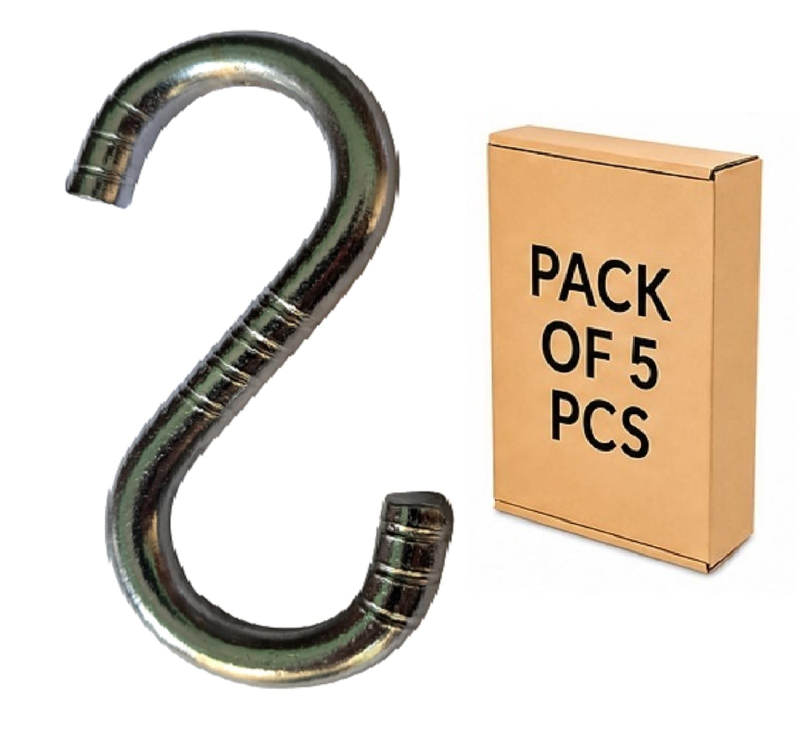 Q1 Beads 5 Pack 4.5" inch Metal Heavy Duty 9 mm S Hooks for Hanging Swing, Fan, Hanging in Workshop, 200 kgs Load Cap (4.5 inch, Chrome)-image-31