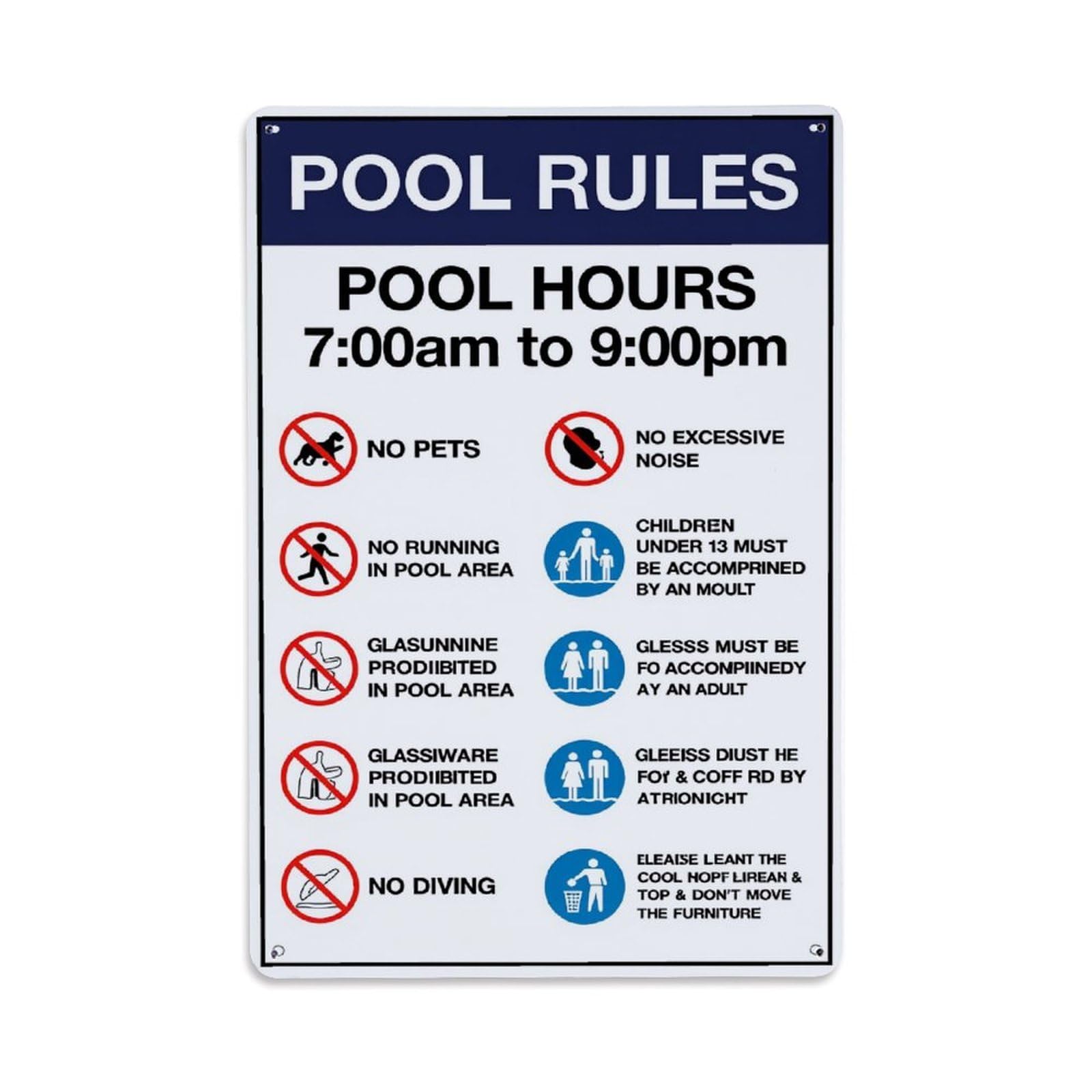 Enderetf Vintage Pool Rules Sign With Icons- Tin Sign Metal Poster, Home Bar Garage Man Cave Cafe Indoor & Outdoor Wall Decoration 8X12inches