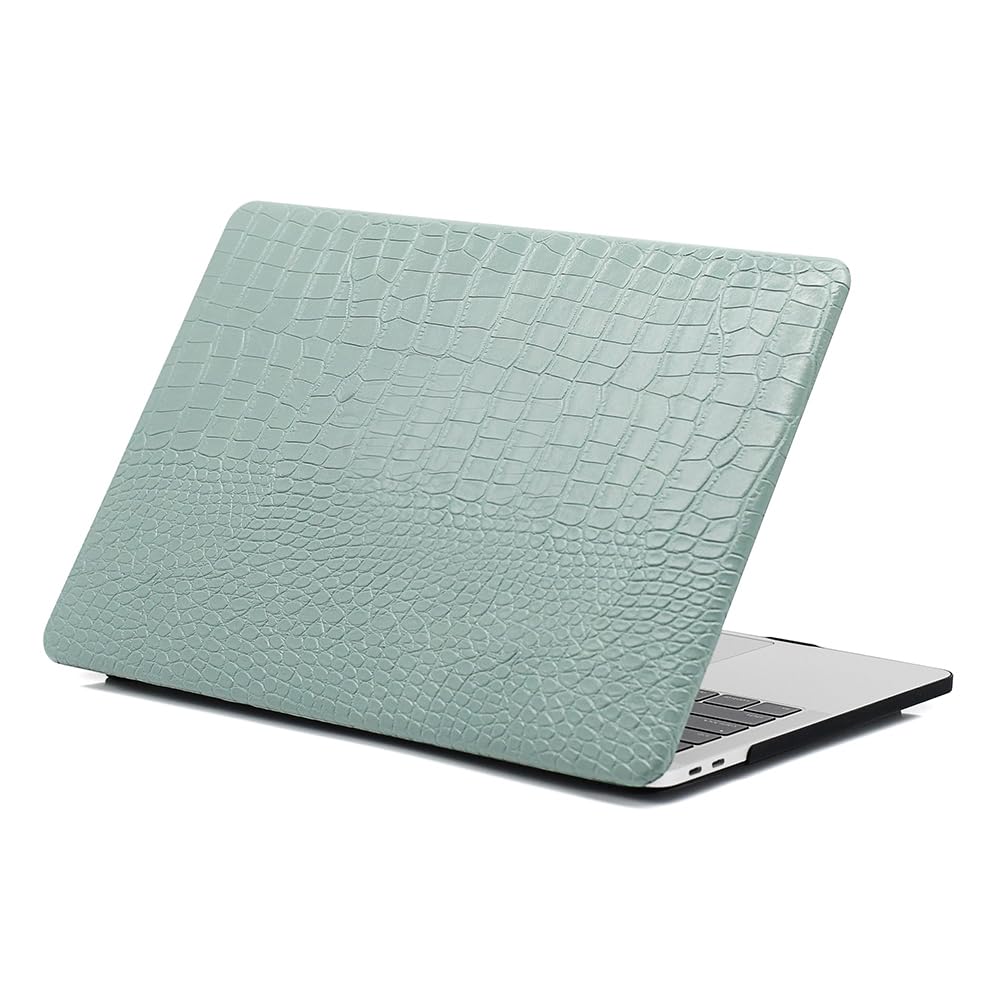GusumiPremium PU Leather Hard Case Shell Cover for Old MacBook Pro 13 Inch (A1278, with CD-ROM), Release Early 2012-2008, Crocodile Print Green