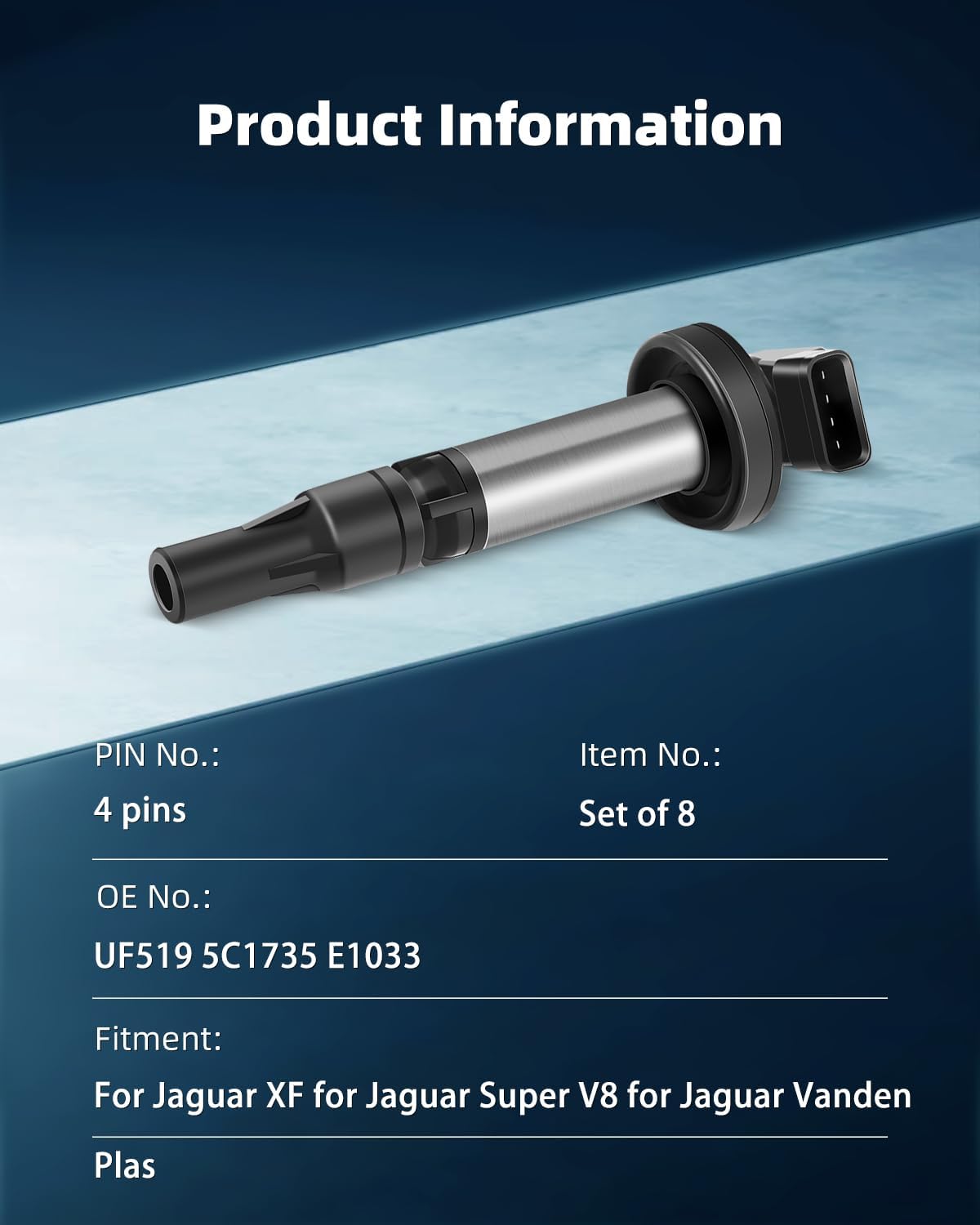 ECCPP Pack of 8 Ignition Coils for Land Rover V8 4.2L 03-09 for Jaguar XF/ XJ8/ XJR/XK/ XK8/ XKR/S-Type/Super/Vanden Plas UF519 C1427 UF533 C1678