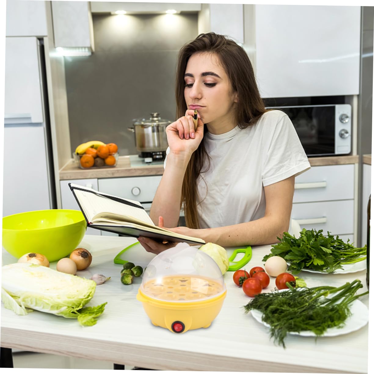 Alipis Single Layer Boiler Egg Cooker Multi-functional Poacher Pp Material Auto Power off Portable for Travel Camping Office Students Random