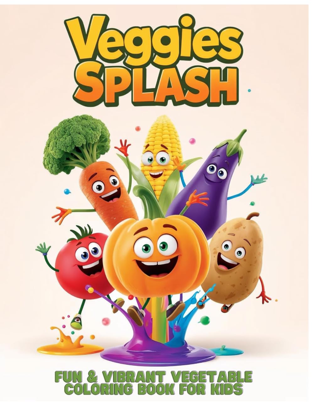 Veggies Splash: Fun & Vibrant Vegetable Coloring Book for Kids