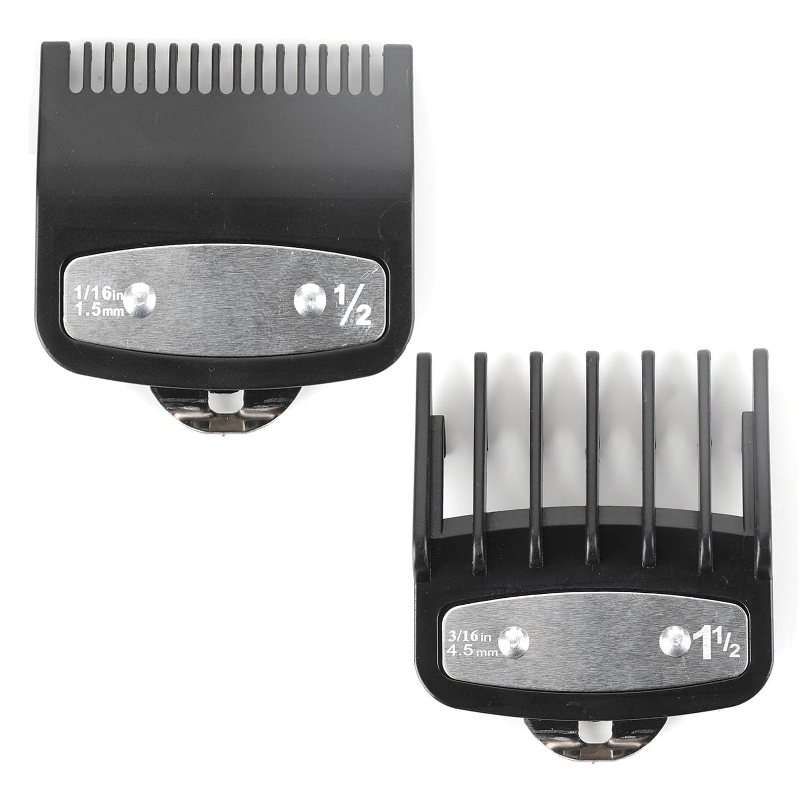 2 Pcs Clipper Guards for Wahl Clippers 0.5 1.5, Hair Clipper Guards, Hair Clipper Attachments, Clipper Set with Clip 1/16 Inch and 3/16 Inch Replacement Standard Fitting Comb (Black)-image-35