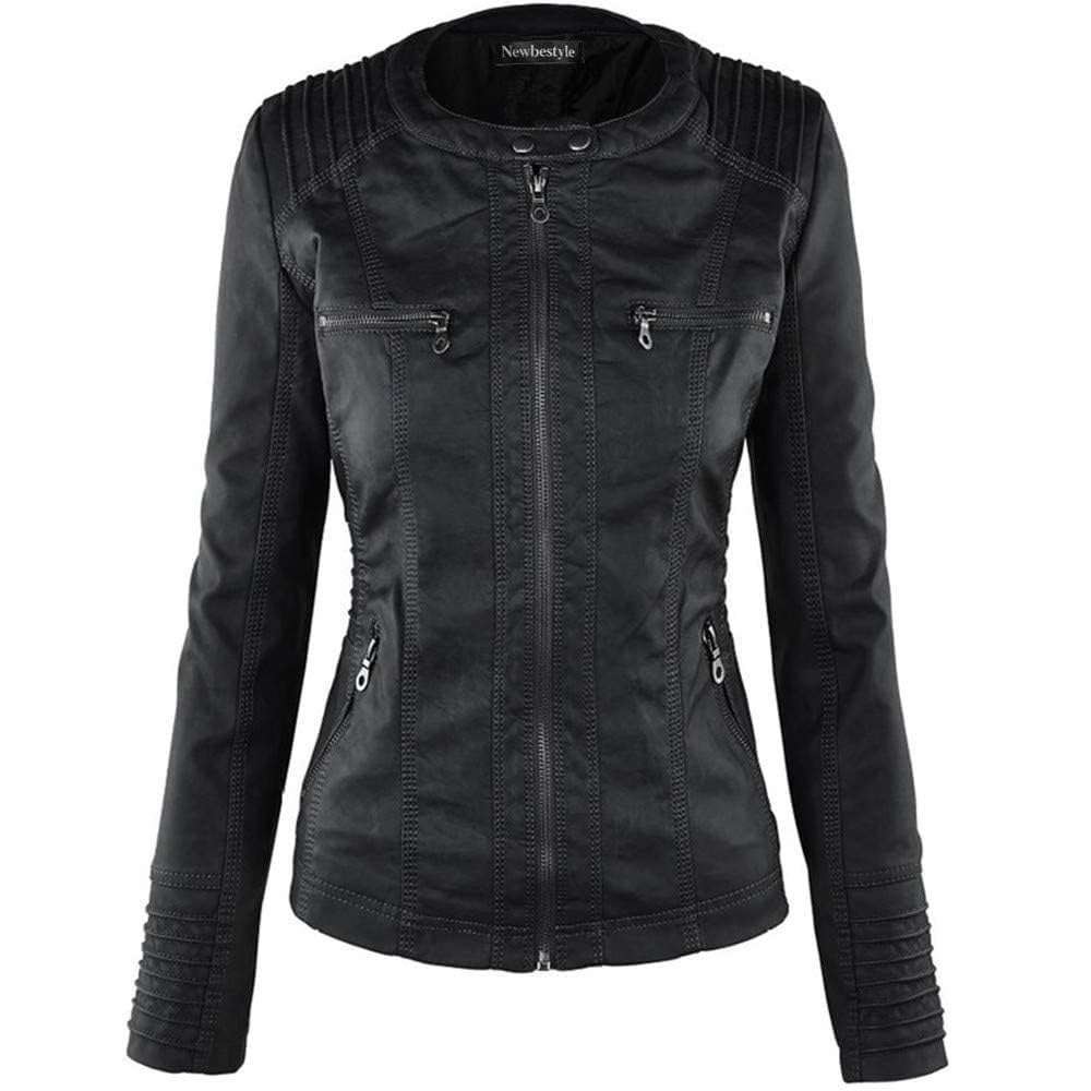 Jacke Damen Lederjacke Kunstleder Mantel Frauen Tops Casual Übergangsoberteil