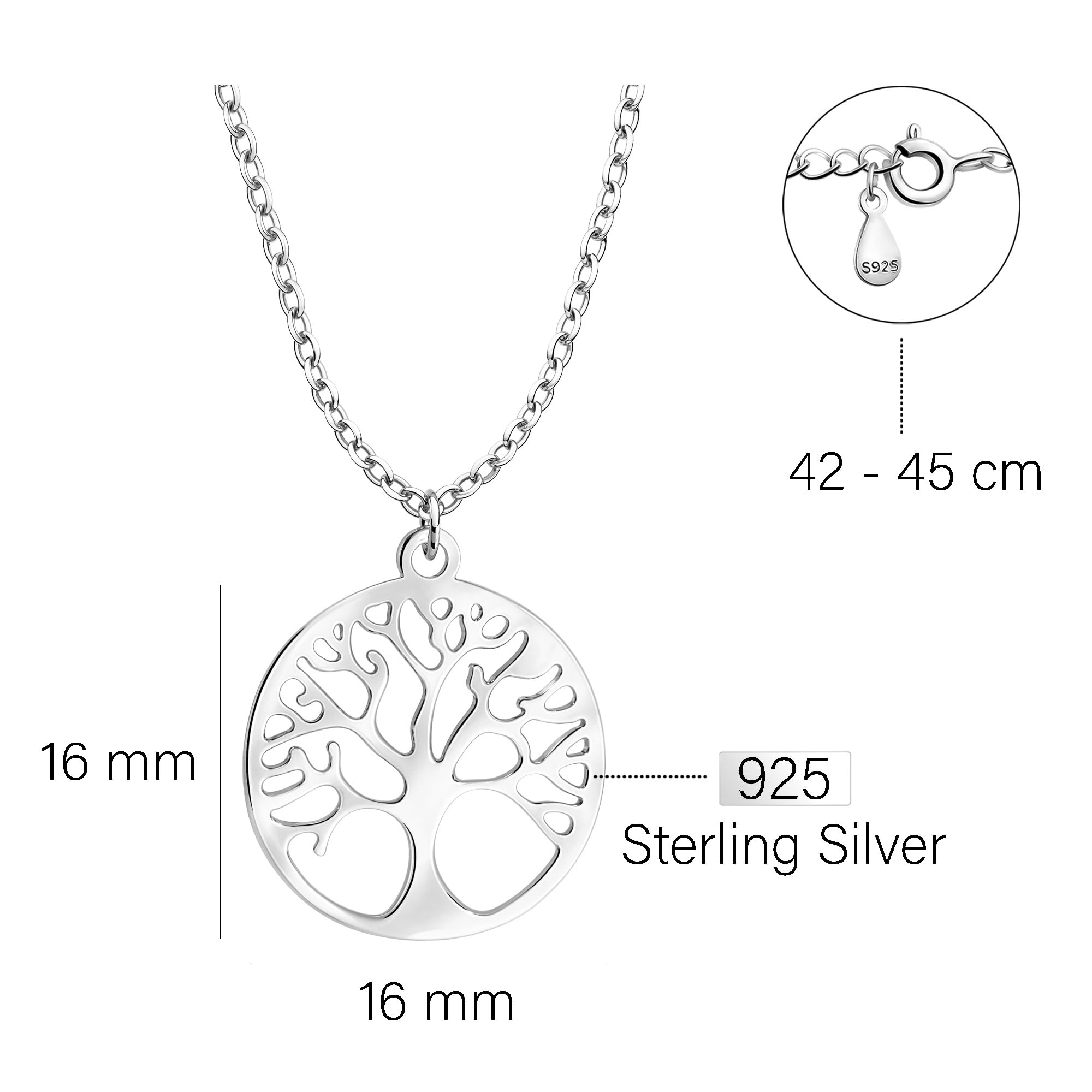 Sofia Milani - Collana da Donna in Argento 925 - Ciondolo ad Cerchio di Alberi
