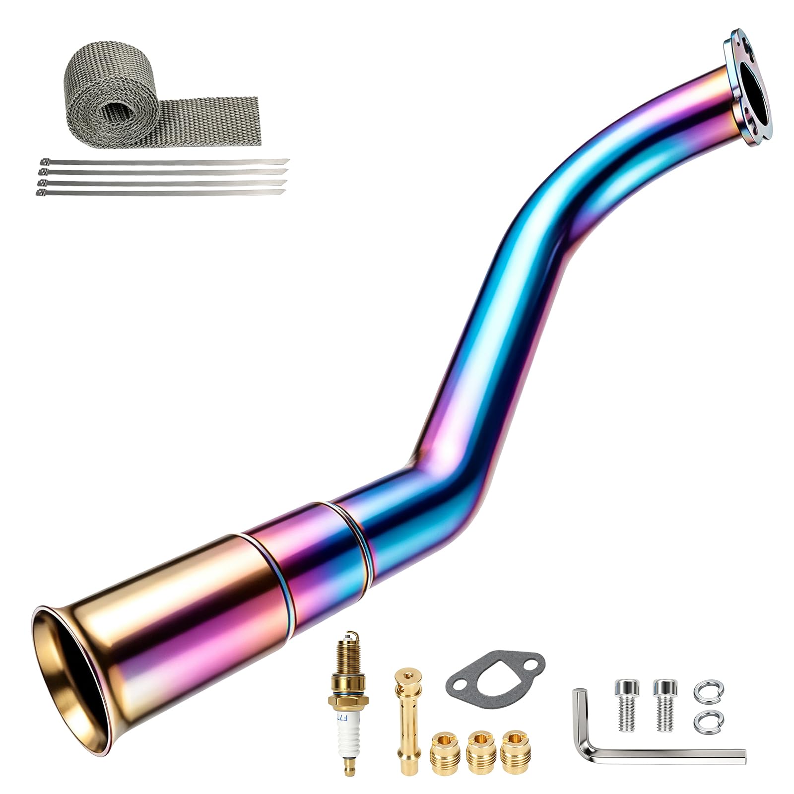 HIAORS 212 Exhaust Pipe Trumpet Kit for Predator 212cc Mini Bike Go Kart