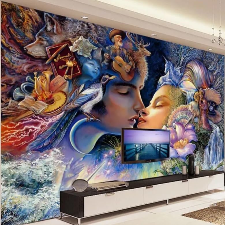 Papier peint moderne 3D salon pour agrandir le mur TV - 4
