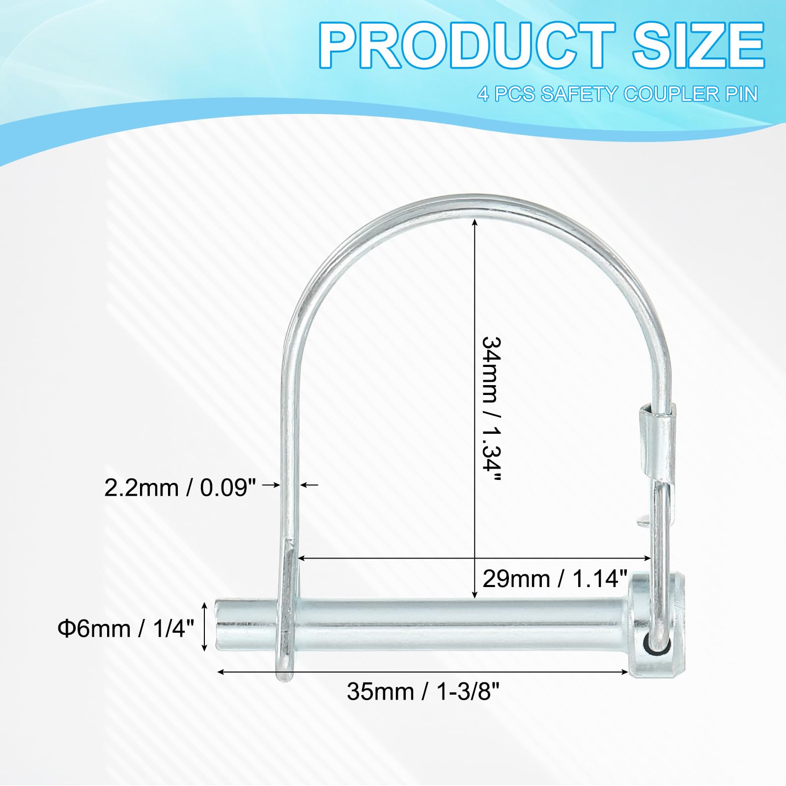 PATIKIL Trailer Coupler Pin 1/4x1-3/8x1.14"(D*L*IW) - Image 2