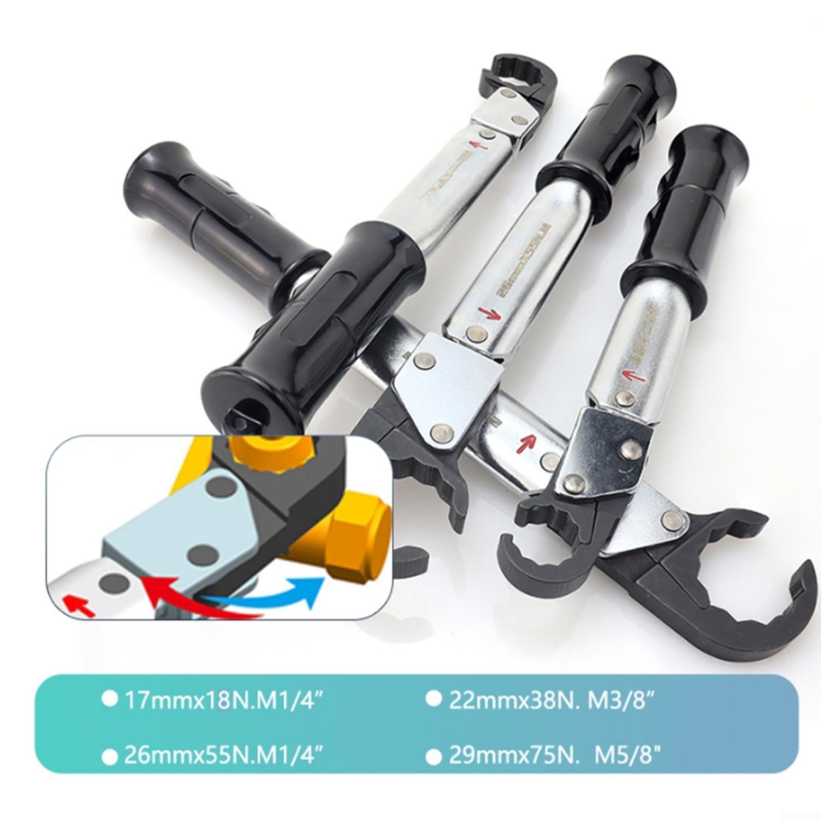 Kit de clés dynamométriques à cliquet, 4 clés à extrémité ouverte de précision pour climatiseur tuyau en cuivre 17-29 mm