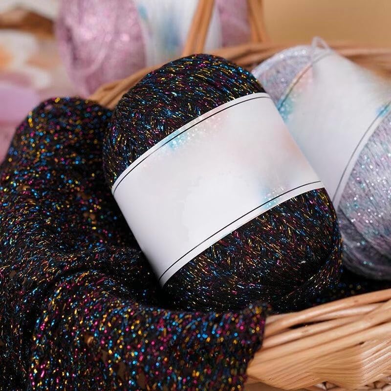 2/4/6/8 Pezzi 50 g Filato di Cotone Cavo Glitterato, Filato di Cotone colorato per lavori a Maglia a Mano, per Cardigan all'Uncinetto Fai da Te, Maglioni, Cappelli, Coperte, Sciarpe