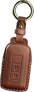 HIBEYO Funda para llave de coche sin llave, compatible con Mitsubishi ASX L200, Outlander, Lancer, Eclipse, Cross, llavero, accesorios, 2 botones, color marrón