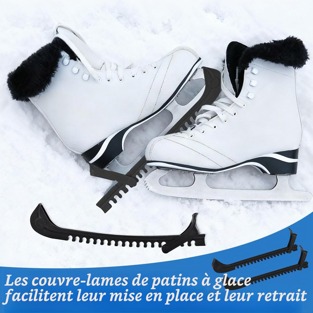 1 Paire Protège Lame Patin a Glace, Protecteurs de Patins Réglables pour Adultes et Enfants, Protège Patins de Hockey pour Patins à Glace et Patinage Artistique
