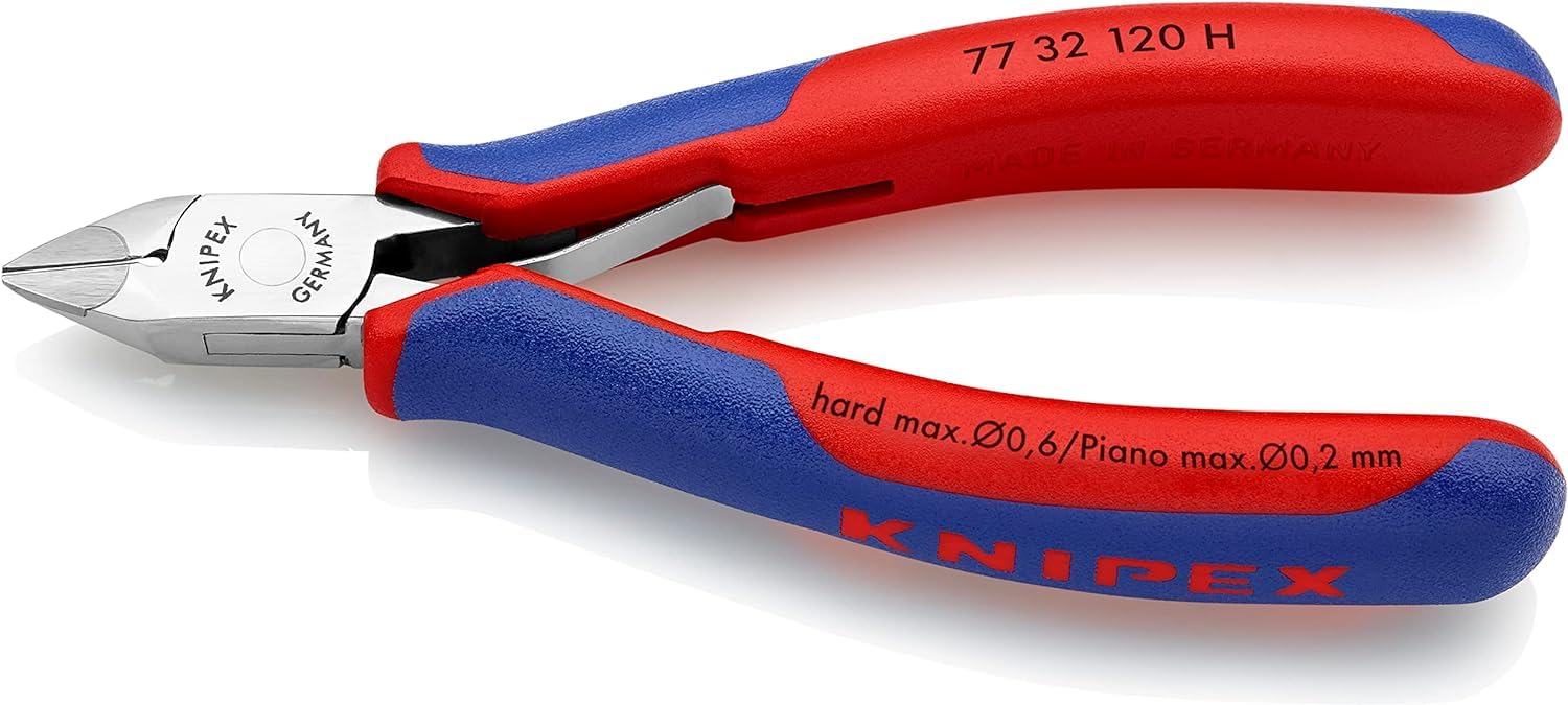 KNIPEX Alicate de corte diagonal para electrónica con filo de corte de metal duro con mangos multicomponente 120 mm, 77 32 120 H