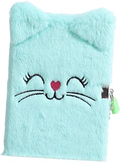 EXQUIMEUBLE Caderno De Pelúcia Meninas Diário De Pelúcia 2023 Caderno Gato Planejador Agenda Livro Caderno Com Chave Planejador Padrão Cadernos Para Adorável Diário Bloqueio Diário Papel De