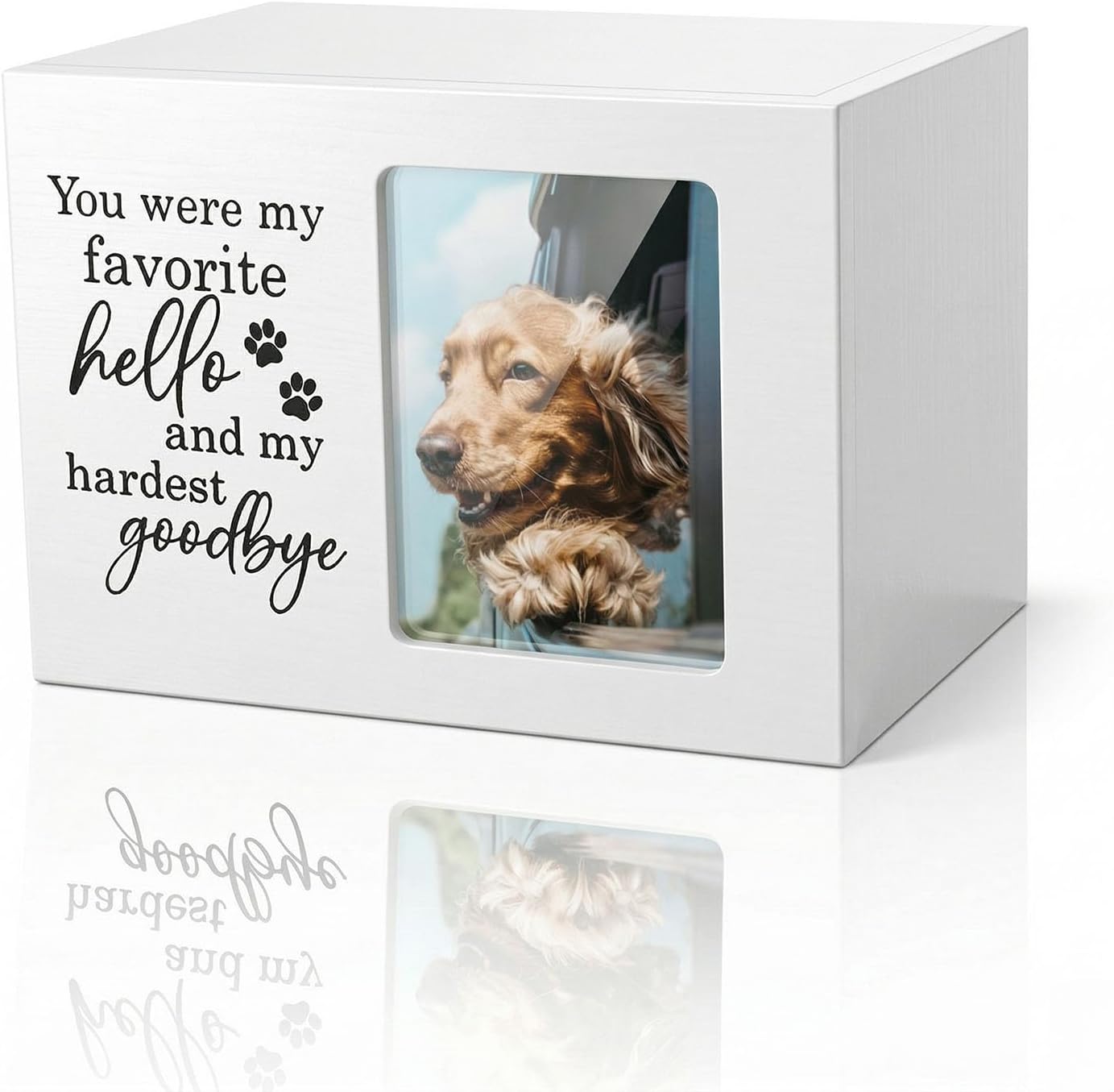 CHONIC Pet Urns for Dogs Ashes, Dog Urns with Photo Frame, Cat Ashes Keepsake Box, Loss of Dog Sympathy Urn, Pet Memorial Gifts, Pet Bereavement Gift, Dog Pass Away Remembrance Gift (Black)