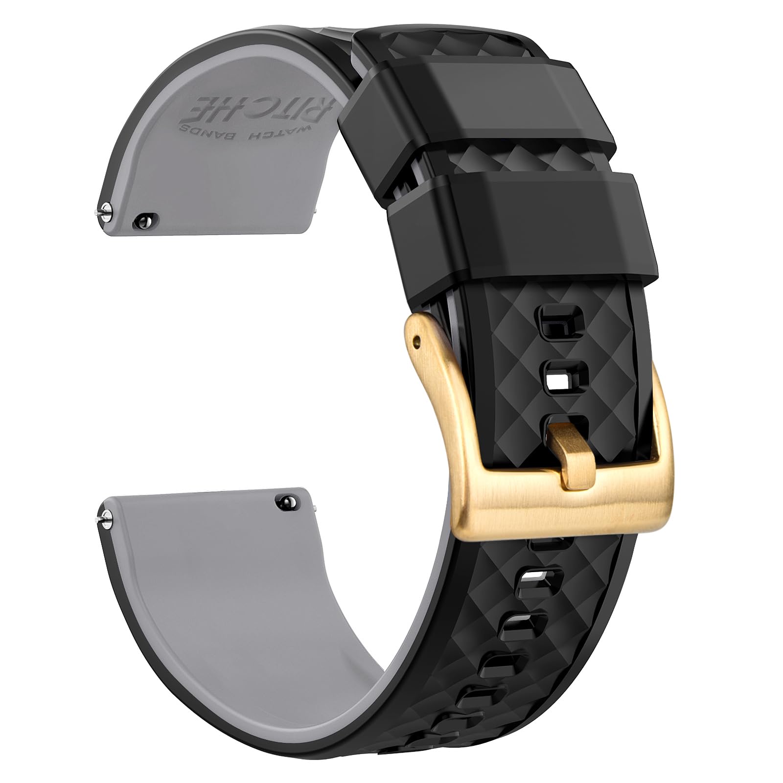 Ritche Christmas Gift Silicone Watch Bands 18mm 20mm 22mm 24mm Quick Release Rubber Watch Bands for Men, White Elephant Gifts, Stocking Stuffers For Men