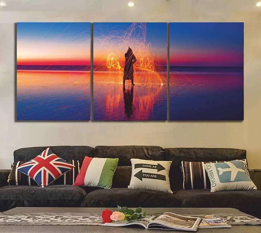 Triptyque BensArt tableau abstrait sur toile 3x A4 multi panel mural pin