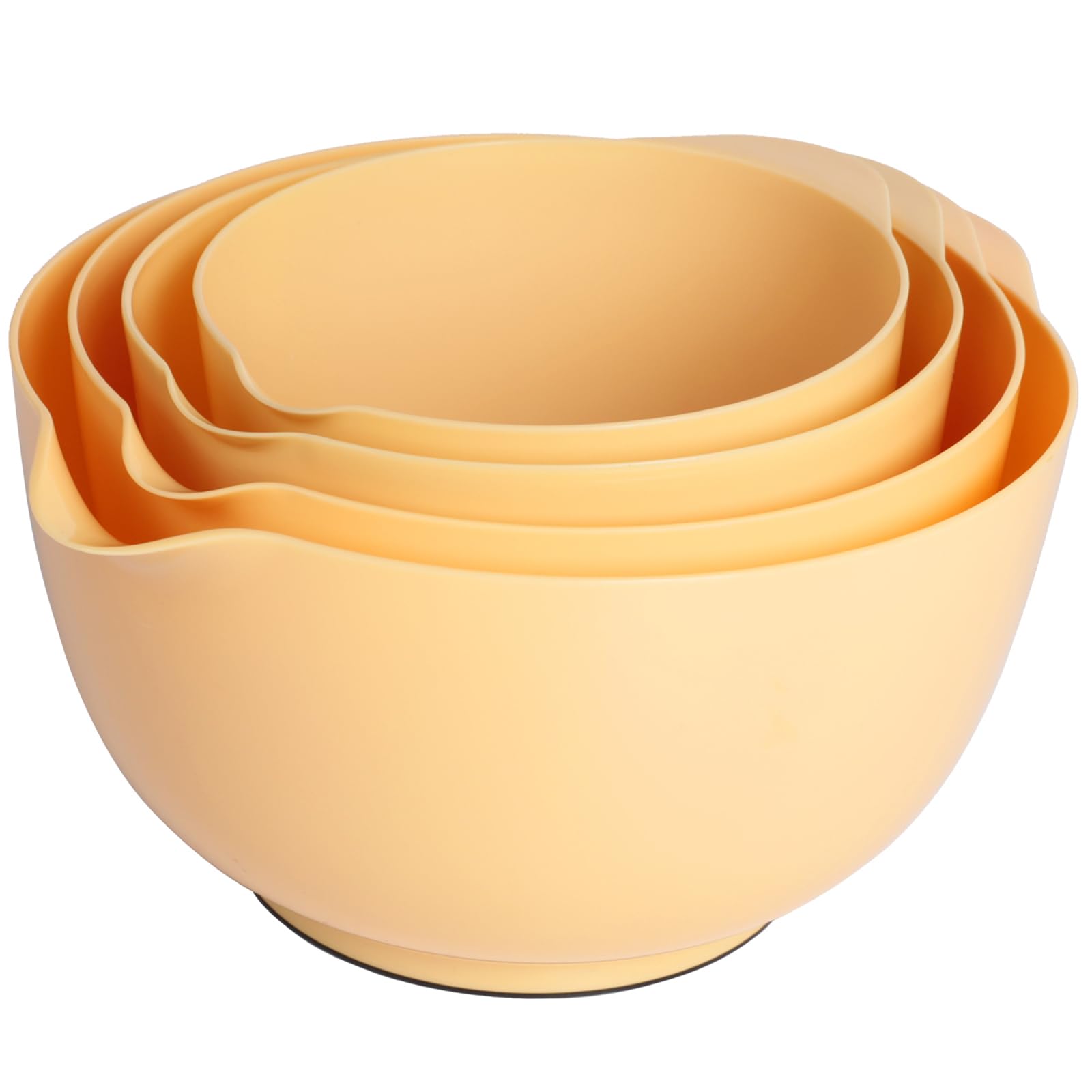 BoxedHome 4-teiliges Rührschüssel Set aus BPA-freiem Kunststoff - mit Ausgießer, rutschfestem Boden und Griff, stapelbar, spülmaschinen- und mikrowellengeeignet, ideal für Backen und Kochen