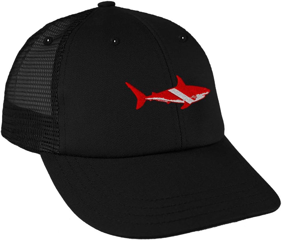 Custom Trucker Hat Baseball Cap Scuba Diving Flag Shark Embroidery Cotton Snaps