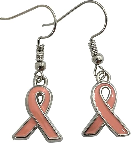 Pink Ribbon Earrings - Breast Cancer Awareness Jewelry for Women