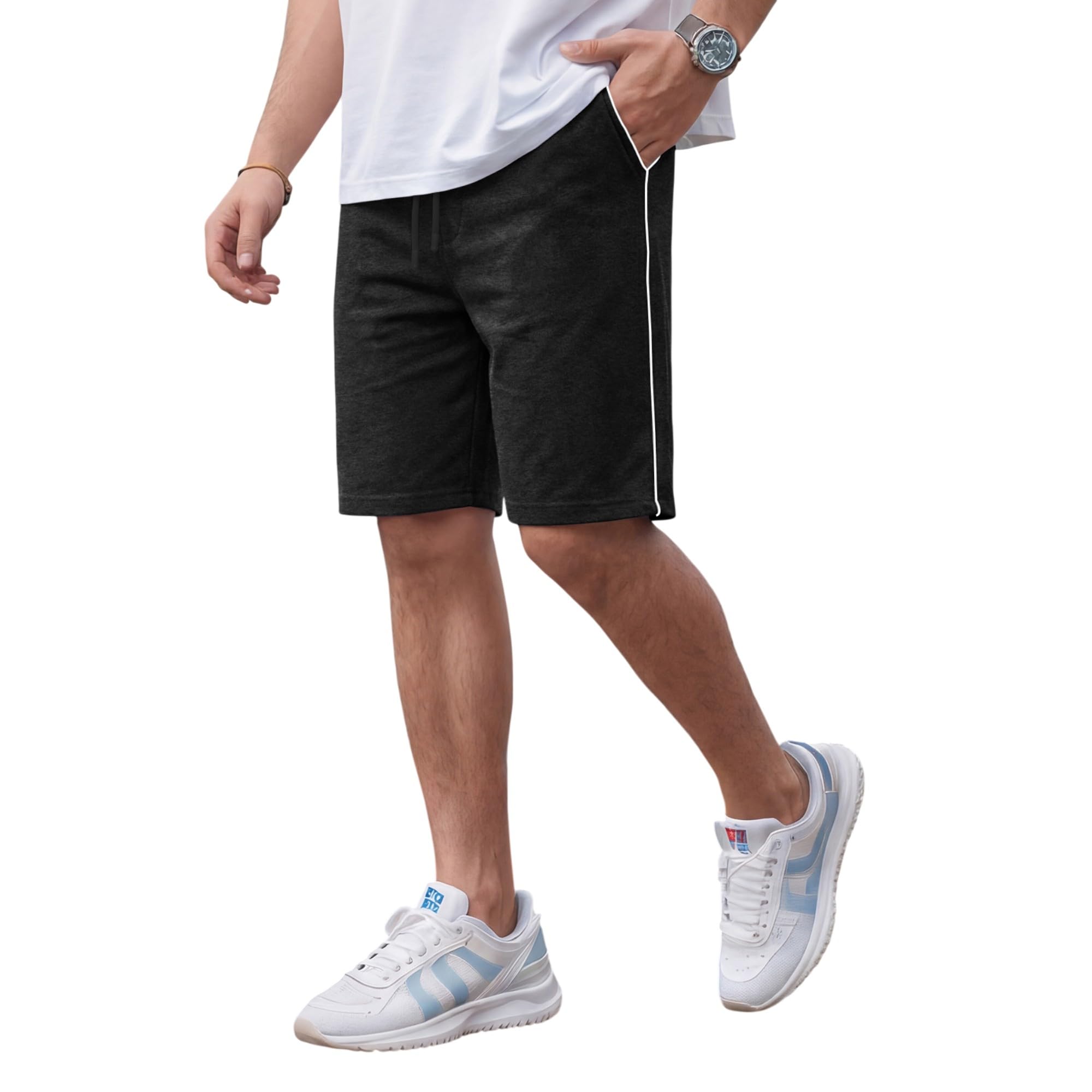 feel track Men Cotton Shorts Black-picture-45