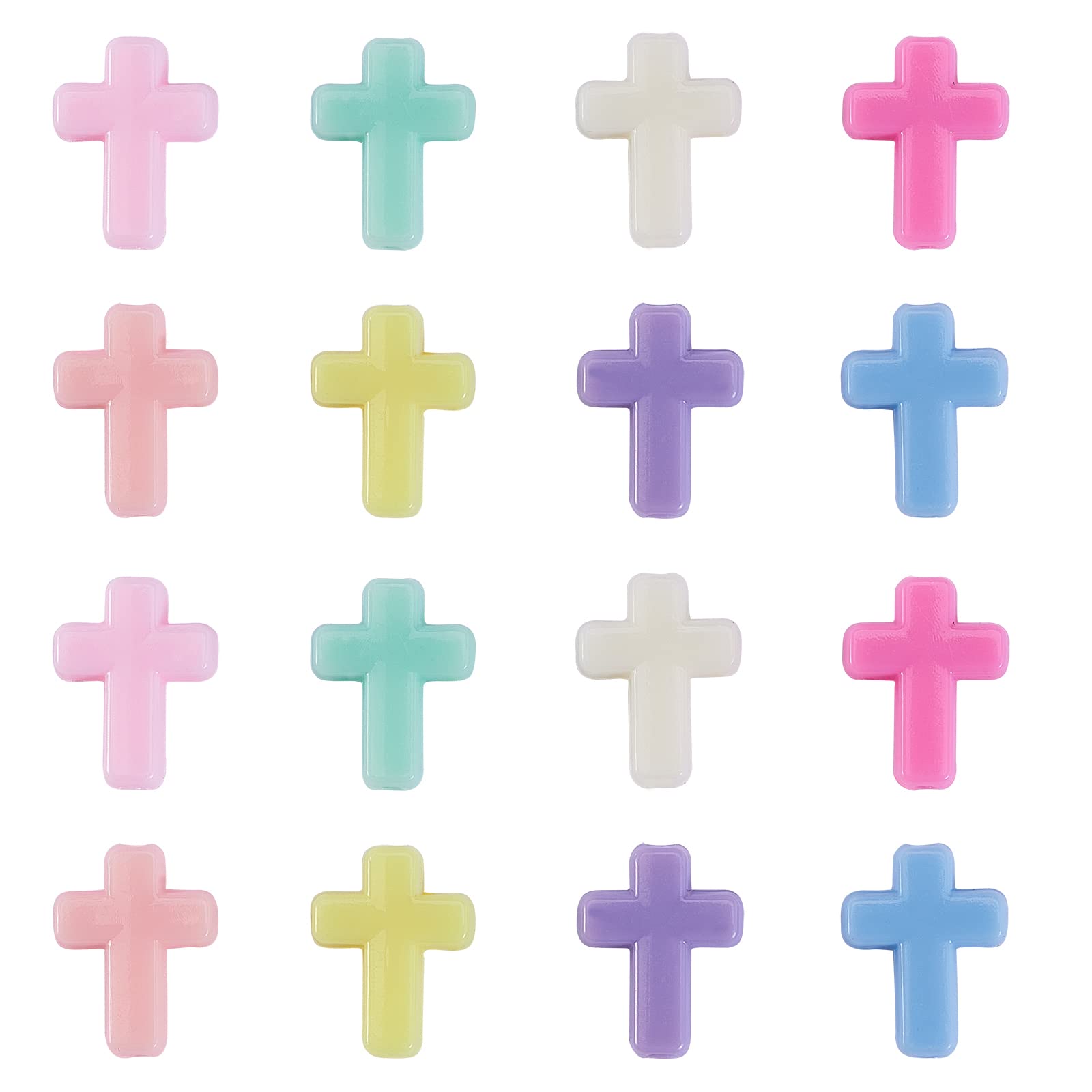 UR URLIFEHALL 200 Pcs Opaque Acrylic Crucifix Cross Beads Religion Beads for DIY Bracelet Necklace Jewellery Making — image 1