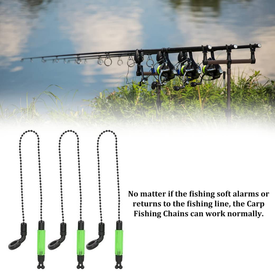 Indicateur de Morsure Chaînes de pêche à la Carpe Alarmes Bobines Cintres Alerter Tackle Vert 3PCS, Indicateur Morsure