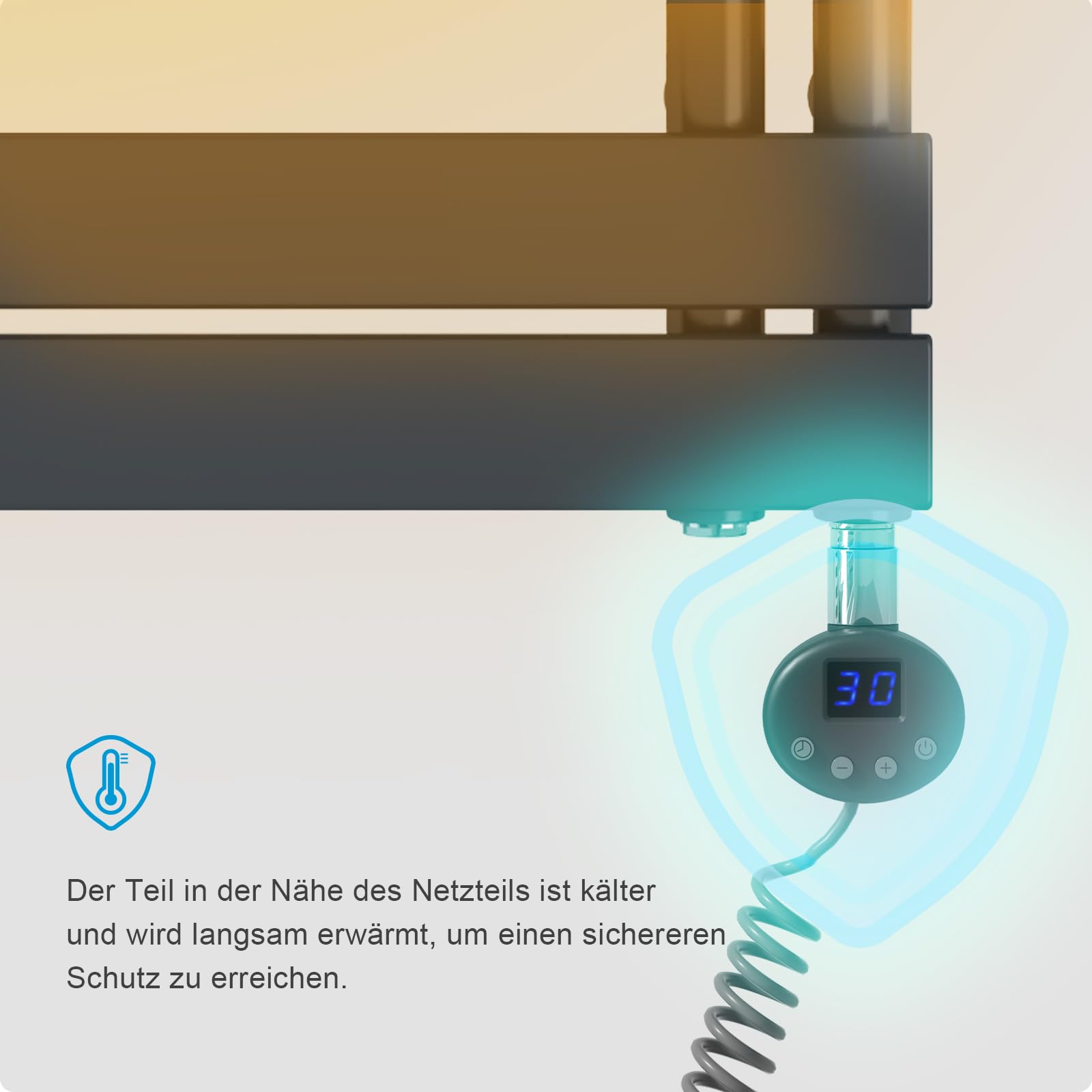 Heilmetz Badheizkörper Elektrisch Handtuchheizkörper Elektrisch mit Thermostat mit Timer-Funktion Heizkörper Badezimmer Anthrazit Badheizkörper 60x117.6cm