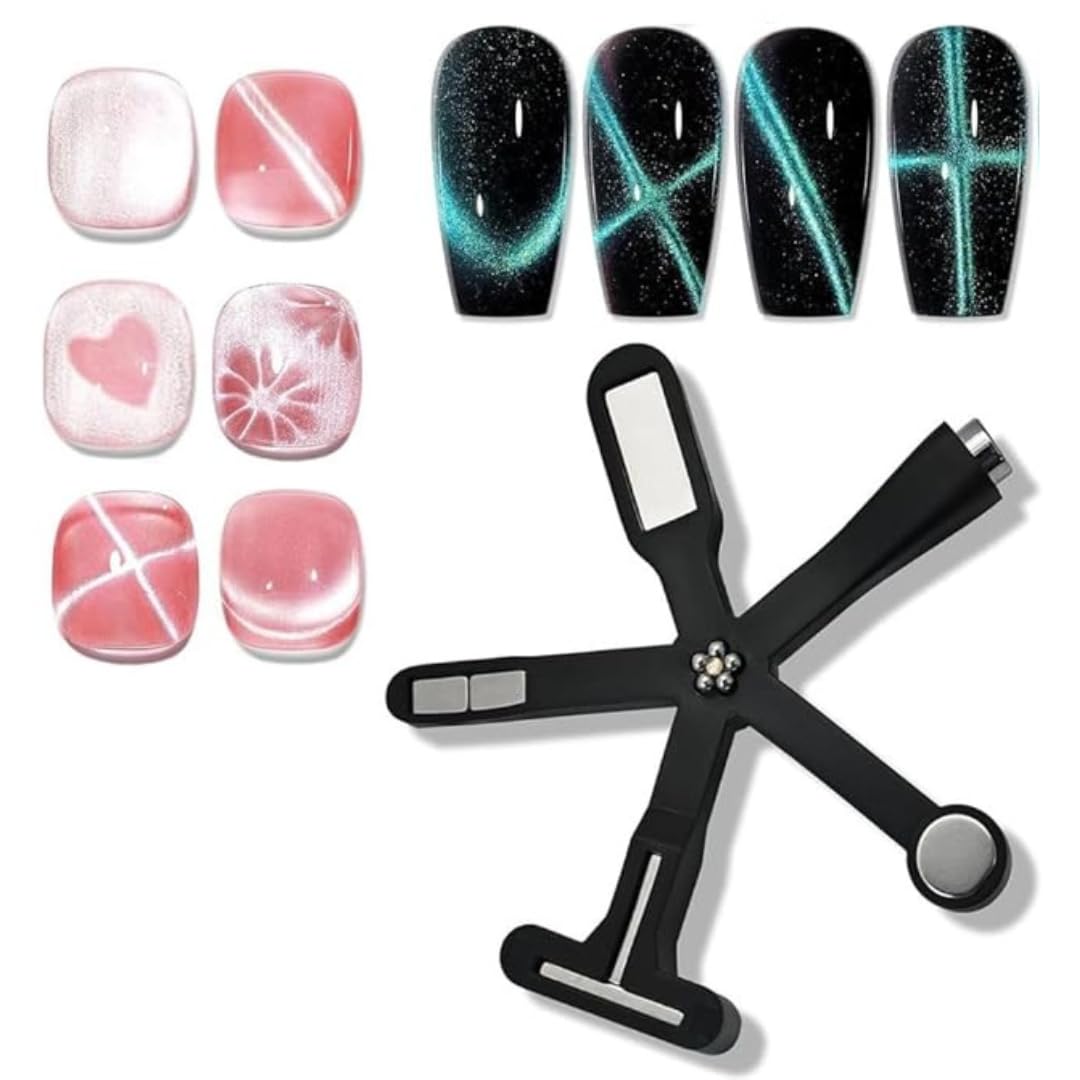 Cat Eye Magnet Tool for Gel Nail Polish, 6-in-1 Multi-Function, Magnetic Stick with Storage Case, Black-image-16