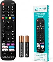 Remote Control Compatible with Hisense EN2G30H for Smart TV, Netflix, Prime Video, YouTube, Batteries Included, Ready to Use, Italian Company Quality Tested in Italy
