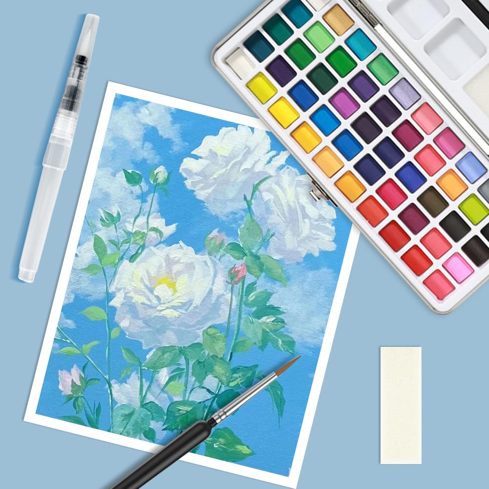 Juego de pintura de acuarela de 50/72/90/100 colores con pinceles de paleta Kit de color de agua de viaje Kit de pintura al agua para artistas principiantes y profesionales