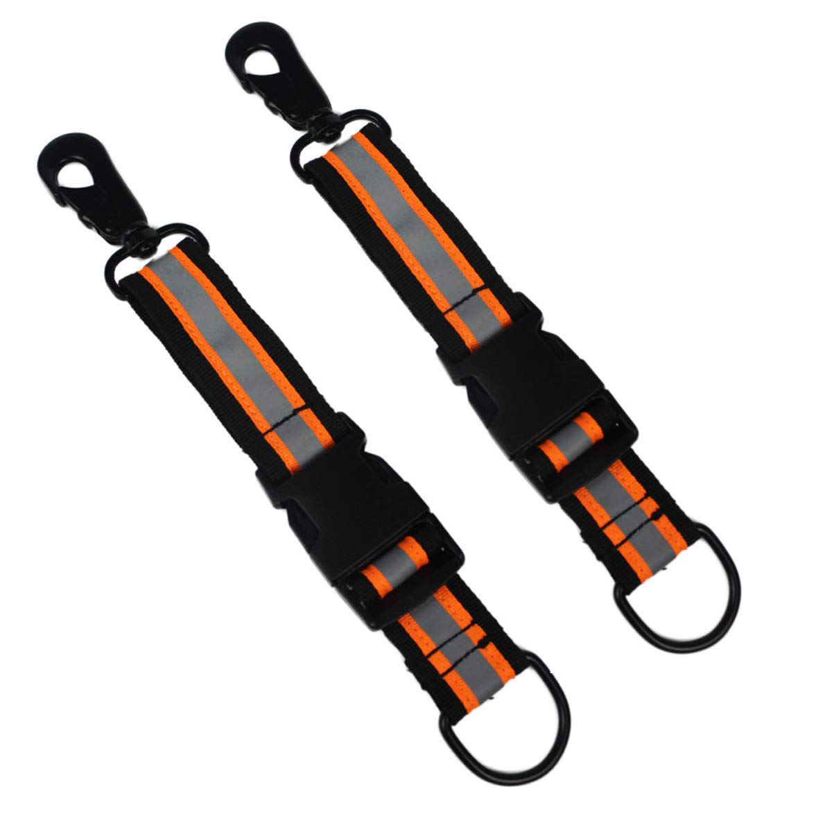 Firefighter Glove Strap | Glove Holder with Glove Leash Swivel Snap Hook,Reflective Hi-Vis Lime for Quick Access All Style Find in Melo Tough (2 Sets Quick Release Buckle-Orange)