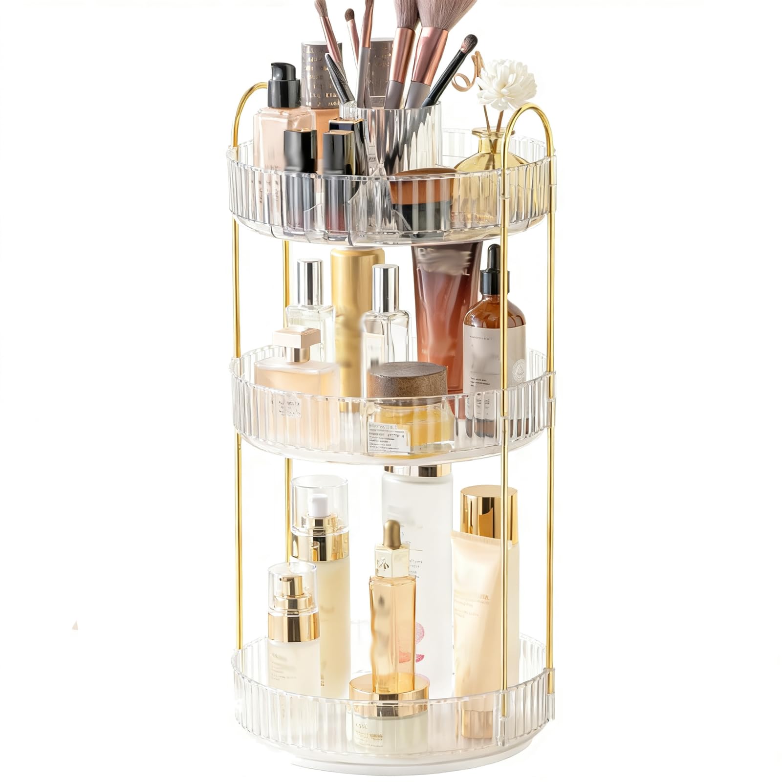 ALCXAZS Chic Perfume Stand Rotating Makeup Organizer Capable Of Storing Various Cosmetics While Maintaining Efficient Space, Transparent