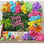 Mocsicka 7x5ft Green Leaves Happy Birthday Backdrop Greenery Pink Birthday Party Decorations for Women 30th 40th 50th Adult Background Photo Booth Props (Pink, 7x5ft (82x60 inch)) - Image 2