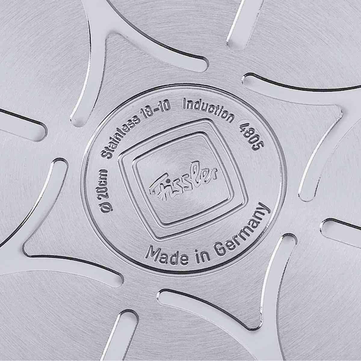 Fissler Intensa - Set di 4 pentole, in Acciaio Inox, con Coperchio in Metallo, 2 pentole, 1 rostiera, 1 casseruola Senza Coperchio, Adatte per Cottura a induzione